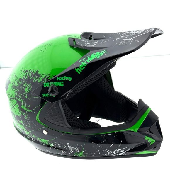 Шлем HELMET мод.107 зеленый с черным глянец