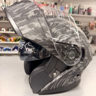 Шлем трансформер JR815 черно-серебристый мат (size: M, + солнцезащитные очки)  "MOSLING"
