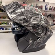 Шлем трансформер JR815 черно-серебристый глянец (size: L, + солнцезащитные очки)  "MOSLING"